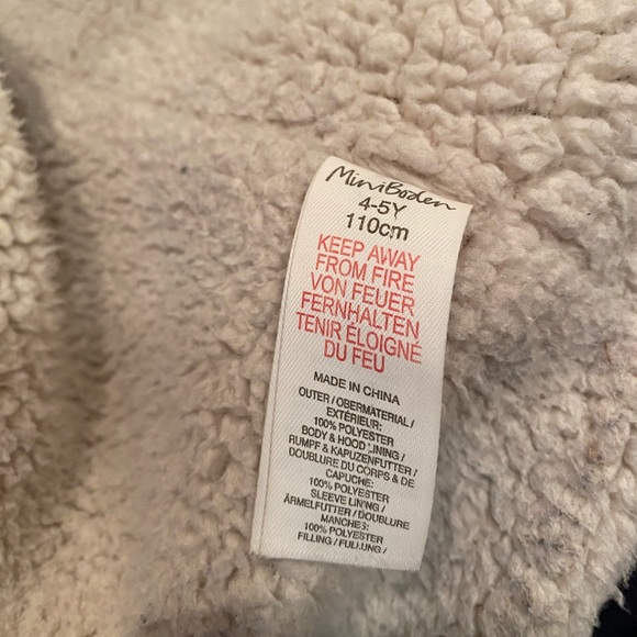 Mini Boden fleece lined winter jacket with cat hood - Picture 5 of 8